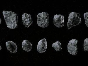 Set of 22 Asteroids 3D Model