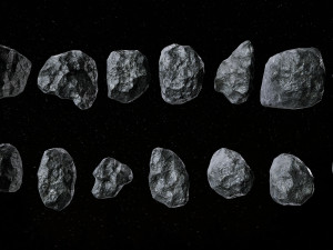 Set of 22 Asteroids 3D 모델