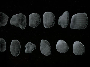Set of 22 Asteroids 3D Model
