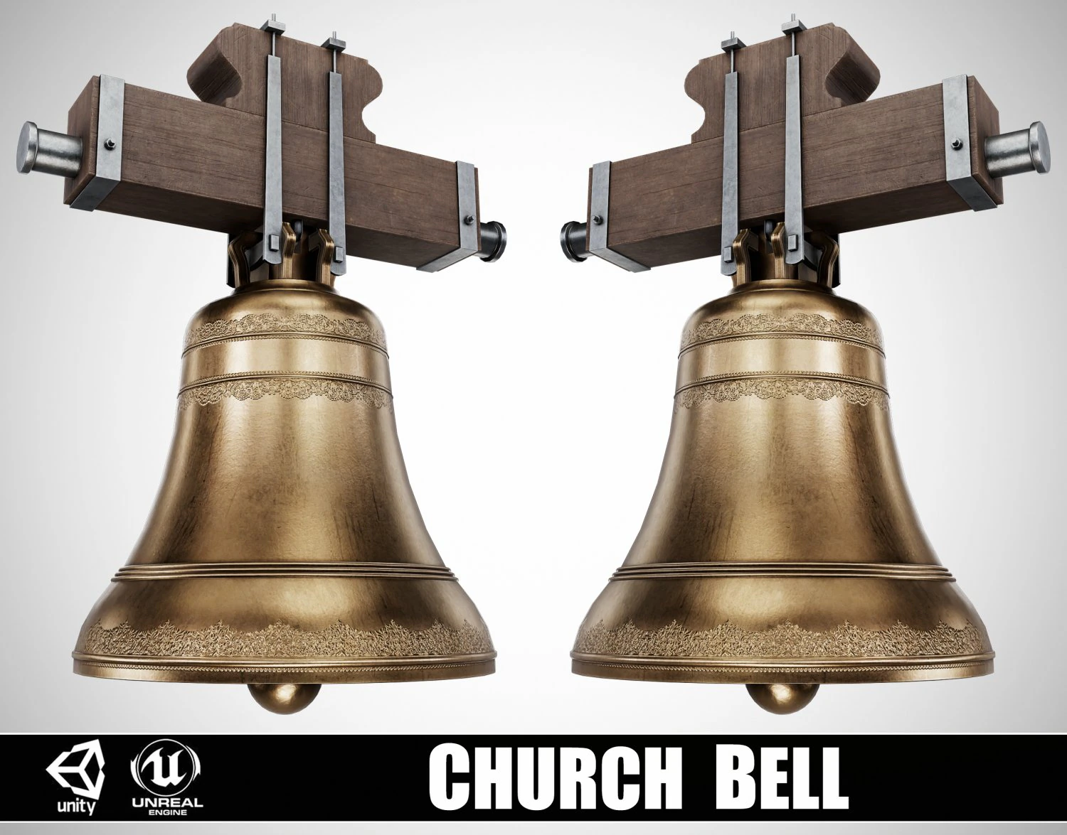 Church Bell 3D Model .c4d .max .obj .3ds .fbx .stl .blend 