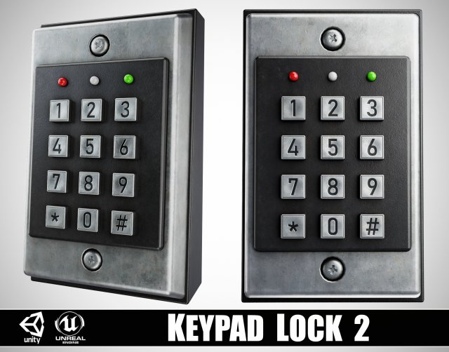 Keypad Lock 2 3D Model .c4d .max .obj .3ds .fbx .stl .blend 