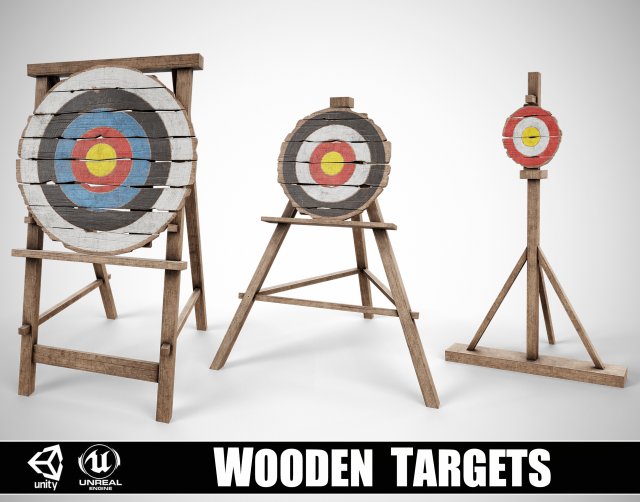 Set of 3 Medieval Training Wooden Targets 3Dモデル .c4d .max .obj .3ds .fbx .stl .blend 