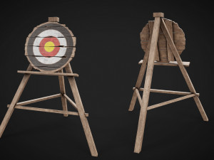 Set of 3 Medieval Training Wooden Targets 3Dモデル