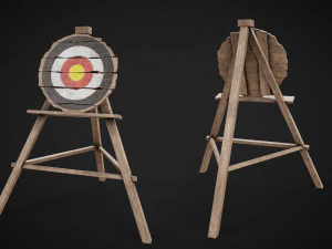 Set di 3 bersagli in legno per addestramento medievale Modello 3D