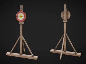 Set di 3 bersagli in legno per addestramento medievale Modello 3D