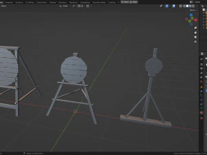 Set di 3 bersagli in legno per addestramento medievale Modello 3D