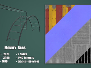 Set of 2 Painted Playground Monkey Bars 3D 모델