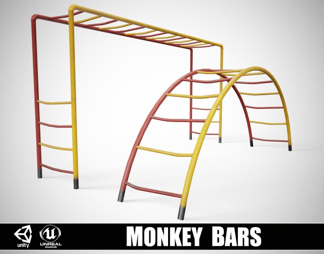 Set of 2 Painted Playground Monkey Bars 3D 모델 .c4d .max .obj .3ds .fbx .stl .blend 