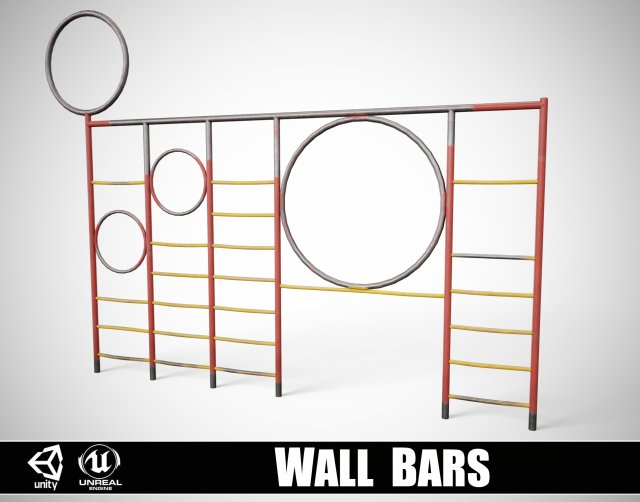 Painted Playground Wall Bars Modelo 3D .c4d .max .obj .3ds .fbx .stl .blend 