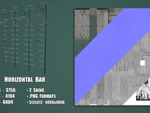 Barra orizzontale per parco giochi dipinta Modello 3D