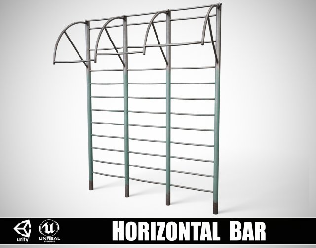 Painted Playground Horizontal Bar 3D Model .c4d .max .obj .3ds .fbx .stl .blend 