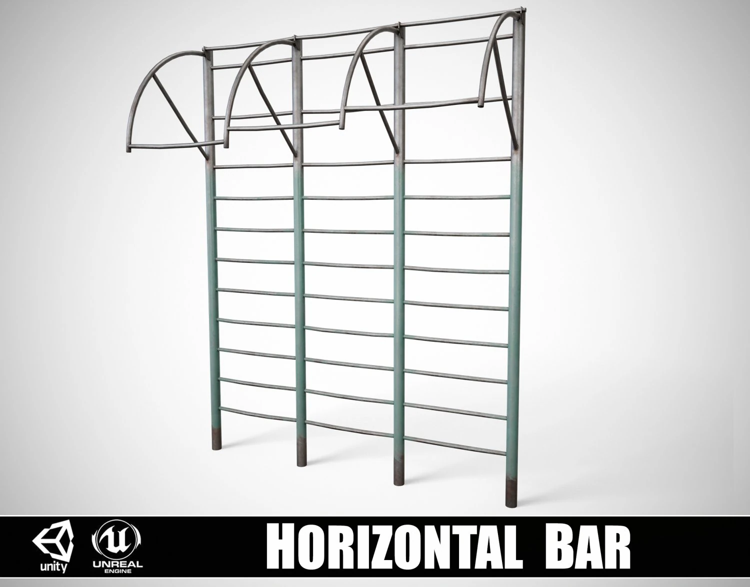 Barra orizzontale per parco giochi dipinta Modello 3D .c4d .max .obj .3ds .fbx .stl .blend 