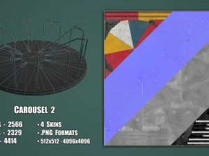 Giostra del parco giochi dipinta 2 Modello 3D