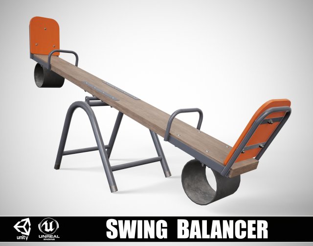 Painted Playground Swing Balancer Modelo 3D .c4d .max .obj .3ds .fbx .stl .blend 