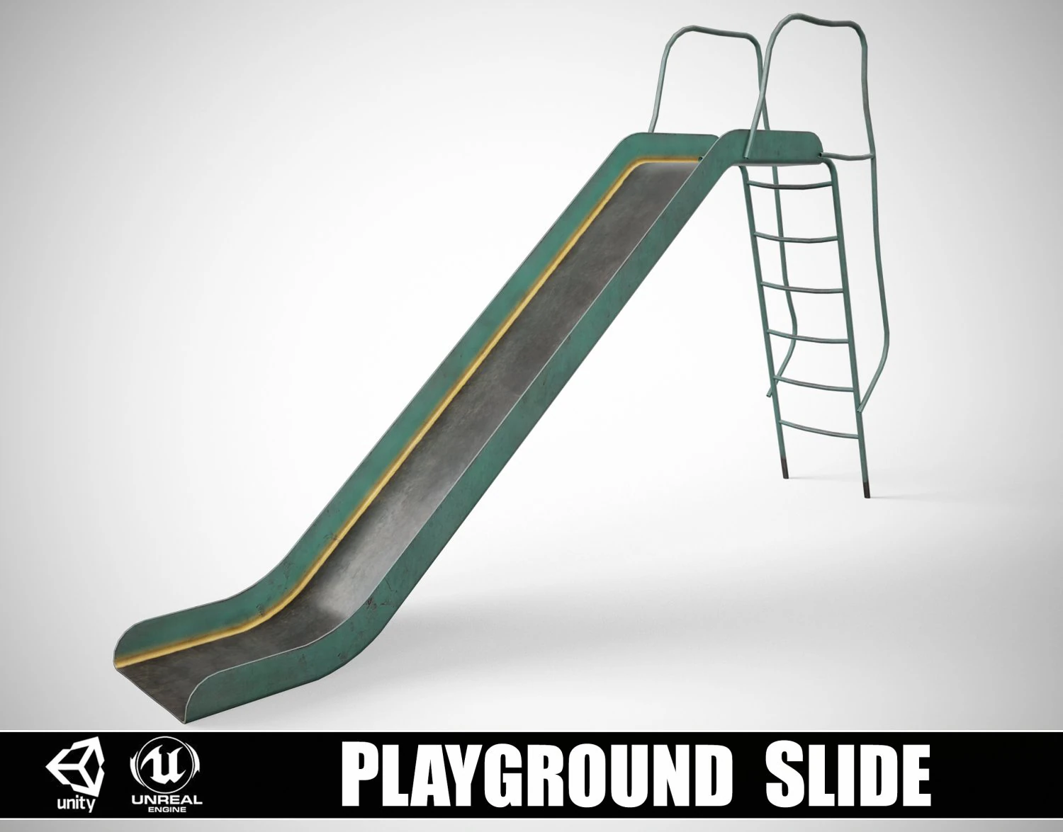 Painted Playground Slide 3D Model .c4d .max .obj .3ds .fbx .stl .blend
