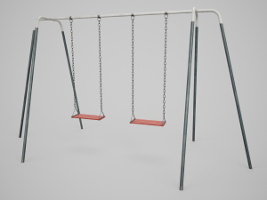 Set of 3 Painted Playground Swings 3D 모델