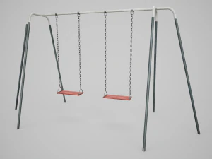 Set of 3 Painted Playground Swings 3D Model