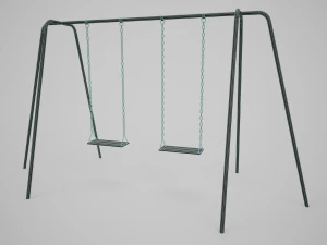 Set of 3 Painted Playground Swings 3D Model