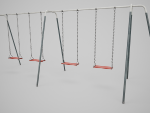 Set of 3 Painted Playground Swings 3D 모델