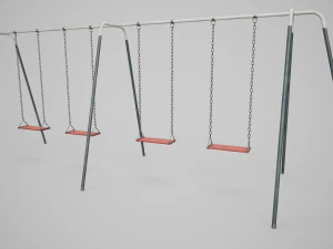 Set of 3 Painted Playground Swings 3D Model