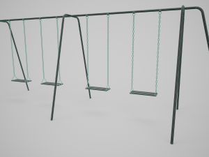 Set of 3 Painted Playground Swings 3D 모델