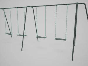 Set of 3 Painted Playground Swings 3D Model