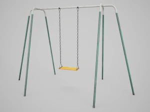 Set of 3 Painted Playground Swings 3D Model