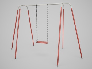 Set of 3 Painted Playground Swings 3D 모델