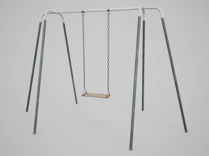 Set of 3 Painted Playground Swings 3D Model