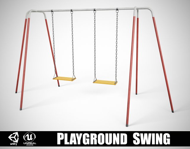 Set of 3 Painted Playground Swings 3D 모델 .c4d .max .obj .3ds .fbx .stl .blend 