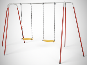 Set of 3 Painted Playground Swings 3D 모델