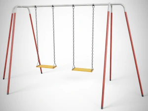Set of 3 Painted Playground Swings 3D Model