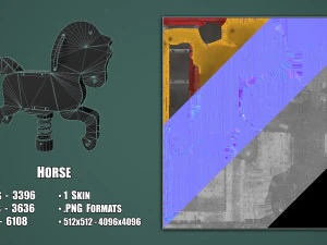 Cavallo da parco giochi dipinto Modello 3D