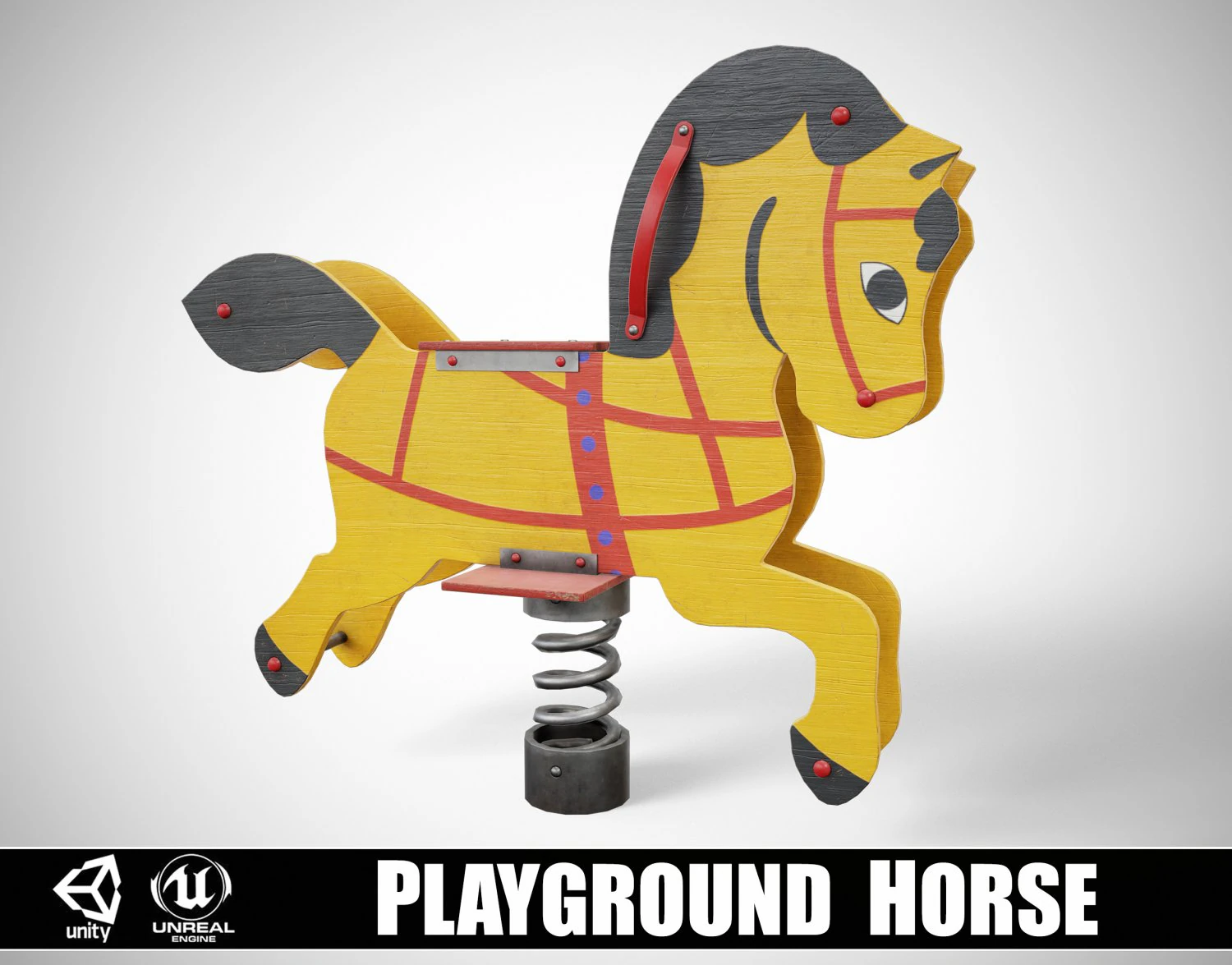 Cavallo da parco giochi dipinto Modello 3D .c4d .max .obj .3ds .fbx .stl .blend 