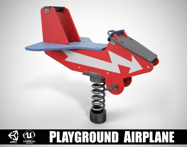 Painted Playground Airplane 3D Model .c4d .max .obj .3ds .fbx .stl .blend 