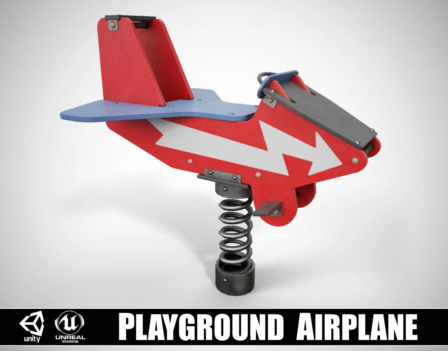 Painted Playground Airplane 3D Model .c4d .max .obj .3ds .fbx .stl .blend 