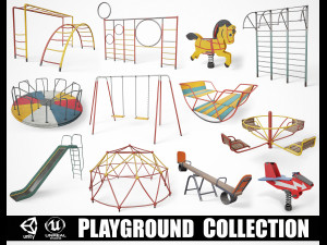 Collection of 15 Painted Playground Items Modelo 3D