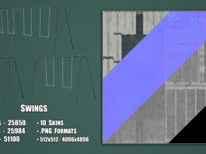 Collection of 15 Painted Playground Items 3D Model