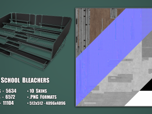 Painted Metal School Bleachers 3D Модель
