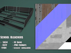 Painted Metal School Bleachers 3D Model
