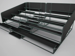Painted Metal School Bleachers 3D Model