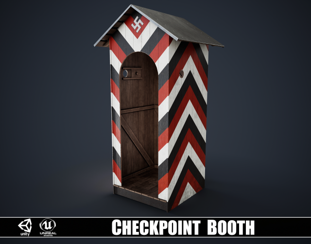 WW2 German Checkpoint Booth 3D Model .c4d .max .obj .3ds .fbx .stl .blend 