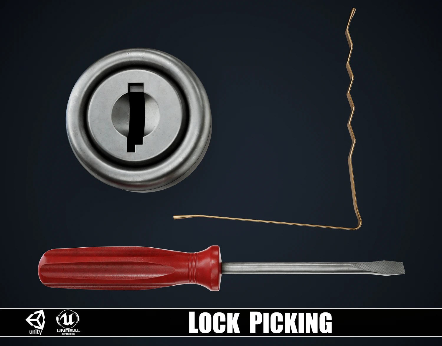 Lock Picking 3D Model .c4d .max .obj .3ds .fbx .stl .blend 