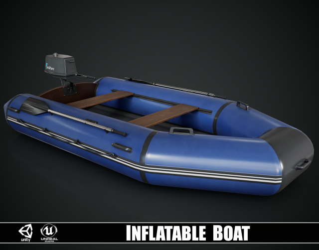Inflatable Boat 3D Model .c4d .max .obj .3ds .fbx .stl .blend 