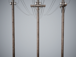 Set of 3 Various Electric Pole 3D Model