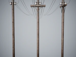 Conjunto de 3 Postes El&eacute;tricos Diversos Modelo 3D