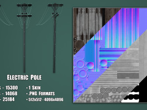 Set of 3 Various Electric Pole 3D Model