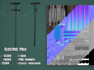 Conjunto de 3 Postes El&eacute;tricos Diversos Modelo 3D