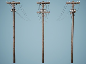 Set of 3 Various Electric Pole 3D Model