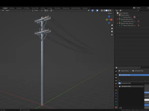 Conjunto de 3 Postes El&eacute;tricos Diversos Modelo 3D